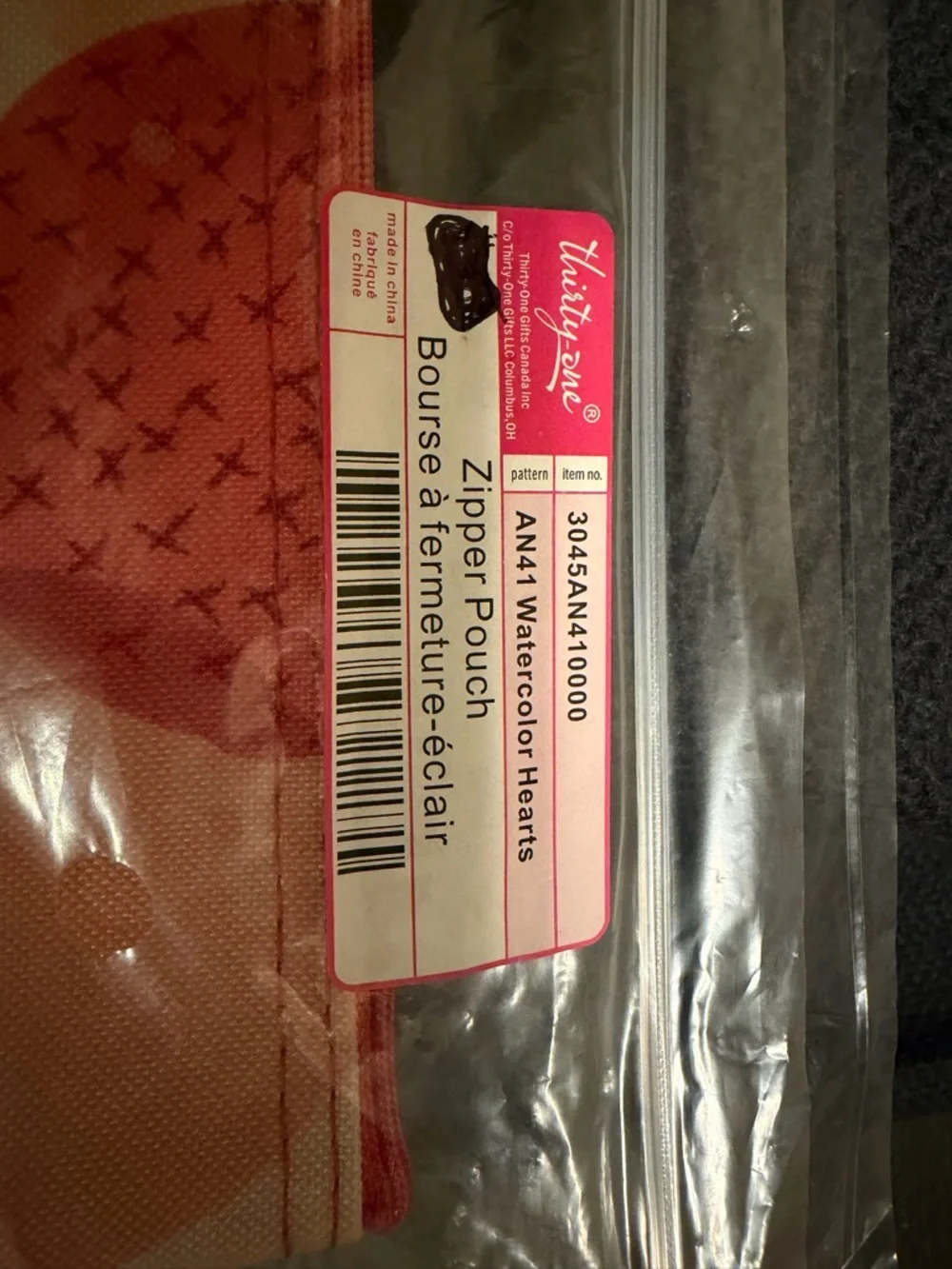 thirty-one Peach and Coral Dot Zip Pouch